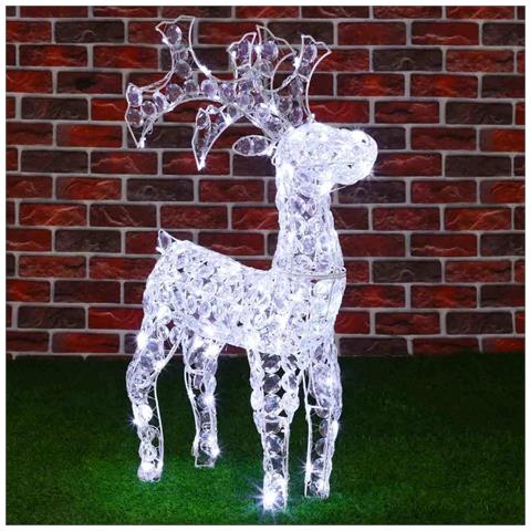 Renna Natalizia Luminosa 3d In Cristalli Acrilici 100 Led Bianco Freddo H. 70 Cm - Foto 2