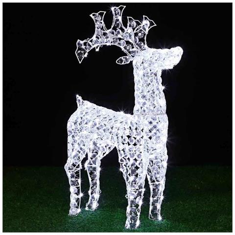 Renna Natalizia Luminosa 3d In Cristalli Acrilici 100 Led Bianco Freddo H. 70 Cm - Foto 5