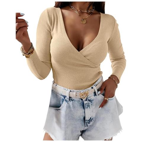 Maglione A Collo Profondo Da Donna In Beige S - Foto 1