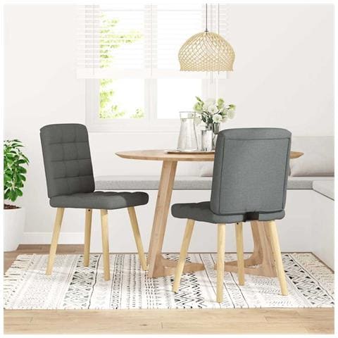 Sedie Da Pranzo 2 Pz Grigio Scuro In Tessuto - Foto 2