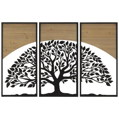 Decorazione In Metallo E Legno Albero 11 - Marrone - Metallo - 105x2x70 Cm - Foto 1