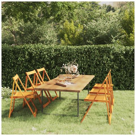 Sedie Da Giardino Pieghevoli 6 Pz In Legno Massello Di Acacia - Foto 7