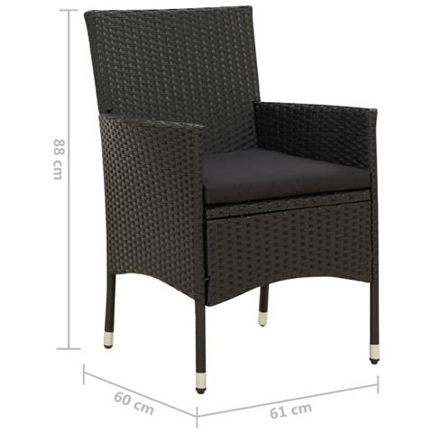 Lusso Casadino - Sedie Da Giardino Con Cuscini 2 Pz In Polyrattan Nere - Foto 7