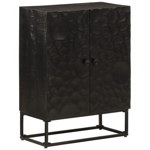 Lusso Casadino -  Credenza Nera 55x30x76 Cm In Legno Massello Di Mango E Ferro - Foto 2