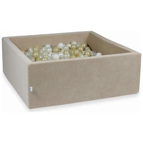 Ballenbak 110x110x40cm Fluweel Zacht Beige - Foto 1
