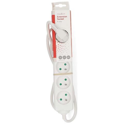 Multipresa Di Prolunga A 6 Vie 3680w 16a Pin Di Terra 1,5m Tipo E Francia, Bianco - Foto 3