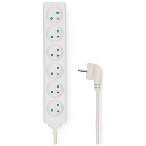 Multipresa Di Prolunga A 6 Vie 3680w 16a Pin Di Terra 1,5m Tipo E Francia, Bianco - Foto 1