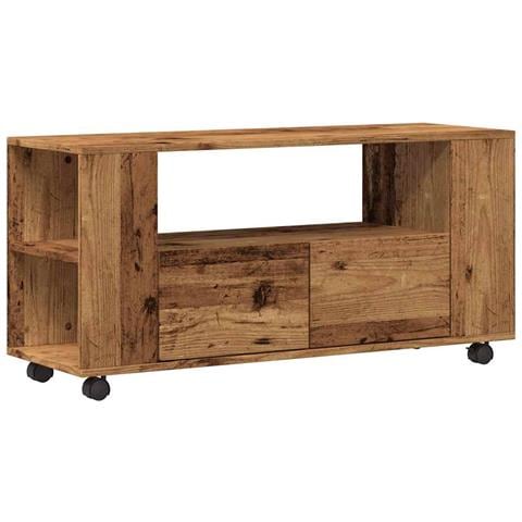 Mobile Porta TV con Ruote Legno Antico 102x34,5x43cm Truciolato - Foto 1