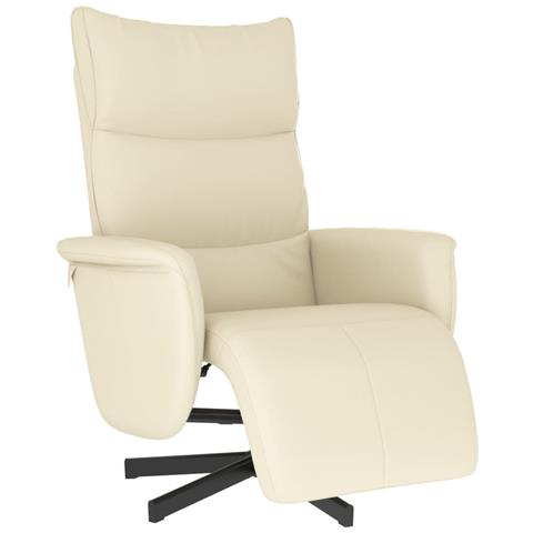 Poltrona Reclinabile con Poggiapiedi Crema in Similpelle - Foto 1