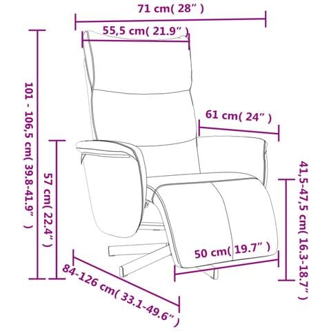 Poltrona Reclinabile con Poggiapiedi Crema in Similpelle - Foto 9