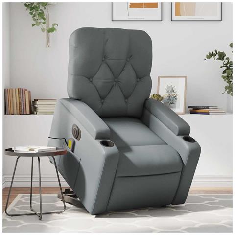 Poltrona Alzapersona Elettrica Reclinabile Grigio in Similpelle - Foto 2