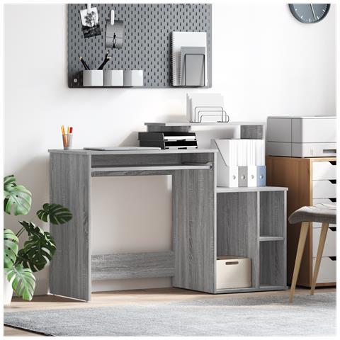 Scrivania con storage grigio sonoma 120.5x44x88.5 cm legno ingegnerizzato - Foto 2