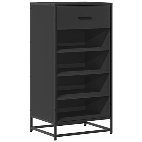 Scarpiera Nera 48x38x97,5 cm in Legno Multistrato - Foto 1