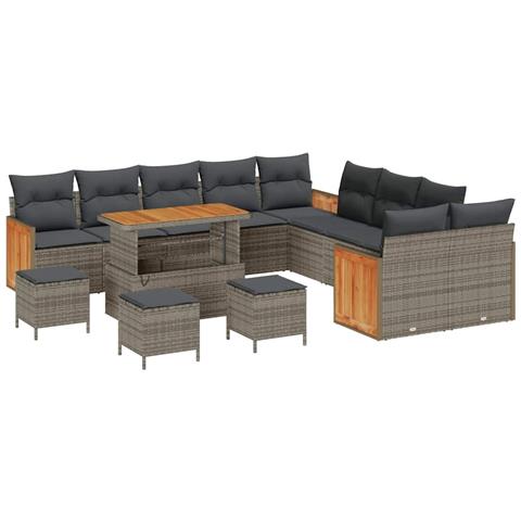Set Divano da Giardino 14 pcs Grigio Grigio scuro - Foto 1