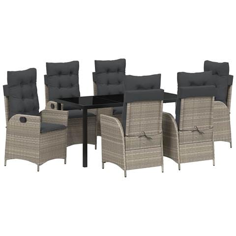 Set da Pranzo per Giardino 7 pcs Grigio chiaro polyrattan - Foto 1