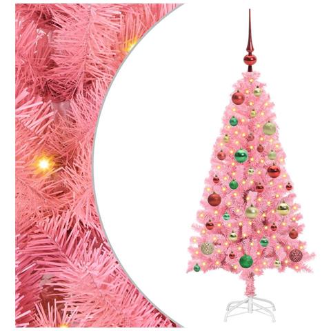 Albero di Natale con 150 LED con supporto Rosa 120 cm PVC - Foto 1