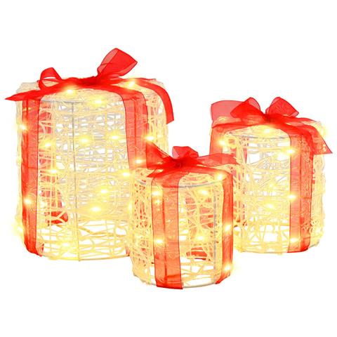 Decorazione Scatola Regalo 3 pcs Bianco caldo 20 x 20 x 21 cm - Foto 1