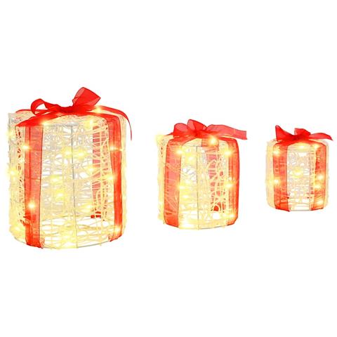 Decorazione Scatola Regalo 3 pcs Bianco caldo 20 x 20 x 21 cm - Foto 2