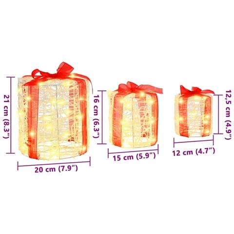 Decorazione Scatola Regalo 3 pcs Bianco caldo 20 x 20 x 21 cm - Foto 7