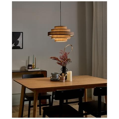 Lampadario Erebato Lino Marrone - Foto 1