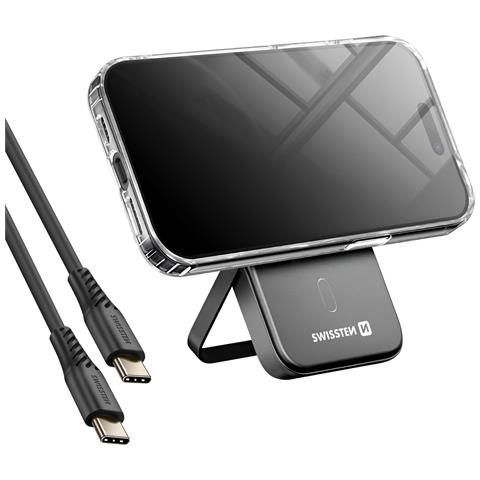 Pacchetto Magsafe Iphone 15 Con Custodia Bimateriale E Powerbank Da 5000 Mah, Trasparente - Foto 2