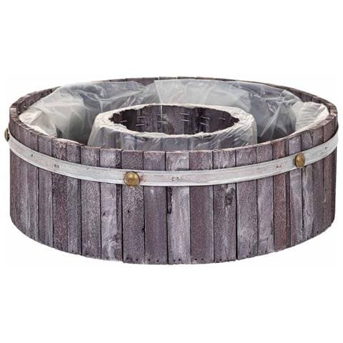 Cestino Tondo In Legno Grigio 40x40x12h - Foto 1