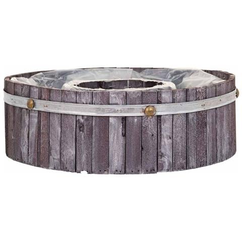 Cestino Tondo In Legno Grigio 40x40x12h - Foto 2