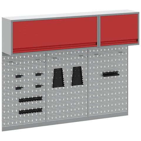 Set di armadi per attrezzi con lo scaffale 5 pcs Rosso - Foto 1