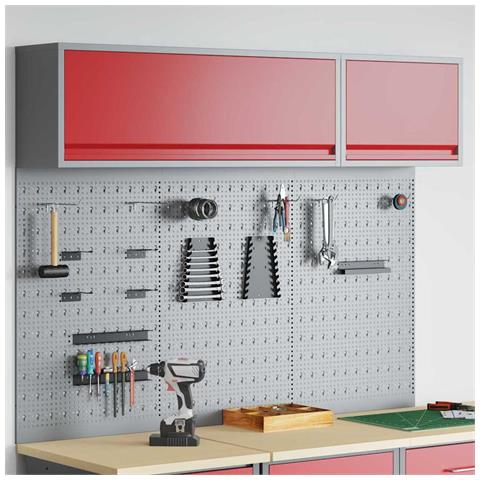 Set di armadi per attrezzi con lo scaffale 5 pcs Rosso - Foto 2