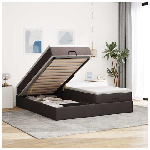 Struttura Letto Pouf con Materassi 160x200 cm in Tessuto - Foto 2