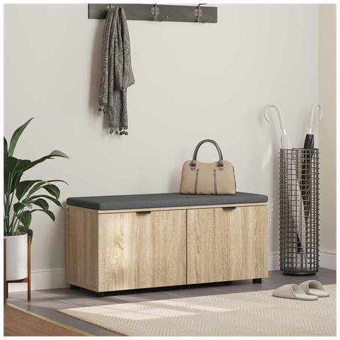 Panca per ingresso con cuscino Rovere Sonoma 100 x 38 x 46 cm - Foto 2