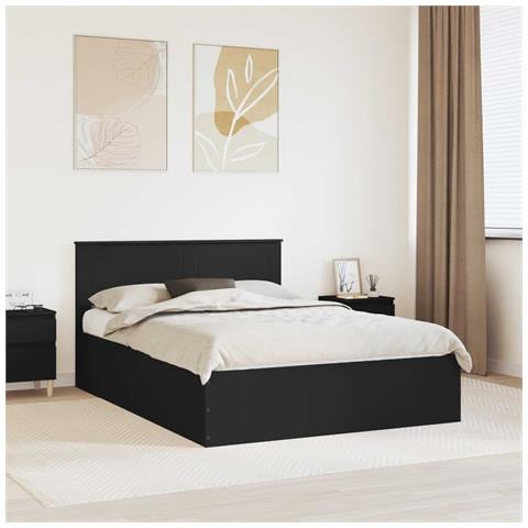 Struttura del letto Nero 150 x 200 cm Legno multistrato - Foto 2