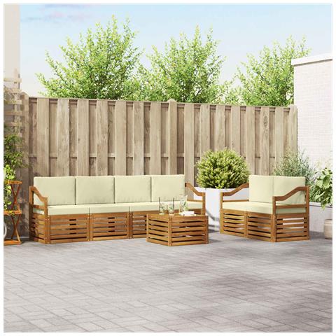 Set divani 7 pcs Naturale e Crema Legno di Acacia Massello - Foto 2