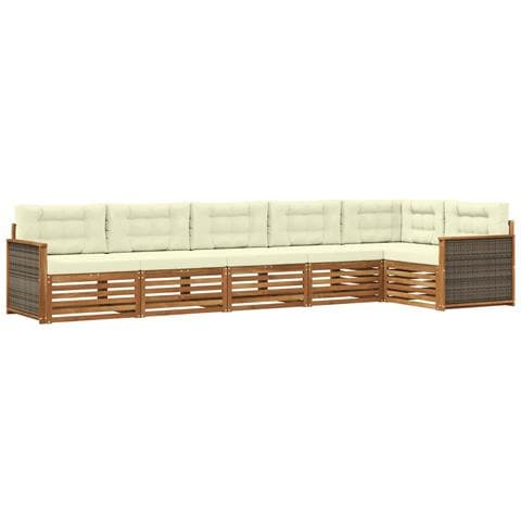 Set di divani da esterno con cuscino 6 pcs Naturale e Crema - Foto 1