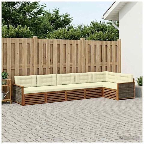 Set di divani da esterno con cuscino 6 pcs Naturale e Crema - Foto 2