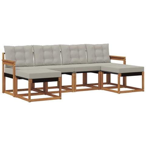 Set di divani da esterno 6 pcs Grigio Naturale e Chiaro - Foto 1
