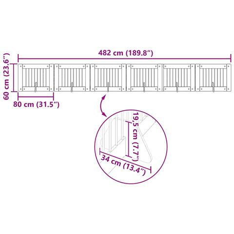 Cancello per cani pieghevole con supporti 6 pcs 482 cm - Foto 9