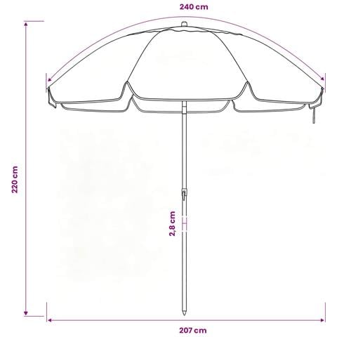 Ombrello da giardino 240 cm Poliestere 170T Arancione - Foto 7