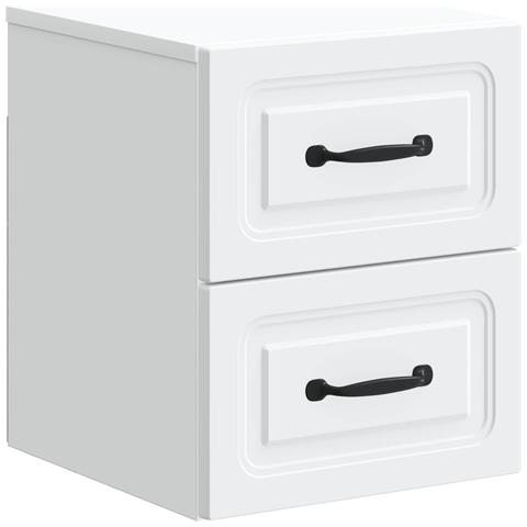 Mobiletto da notte a muro con cassetto Bianco 34,5 x 33 x 40 cm - Foto 1
