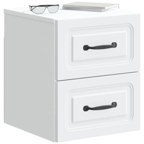 Mobiletto da notte a muro con cassetto Bianco 34,5 x 33 x 40 cm - Foto 2