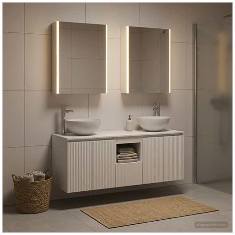 Set di Armadi da Bagno 5 pcs Bianco 53 x 15,5 x 70 cm - Foto 2