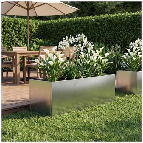 Vaso da giardino Argento 40 x 20 x 20 cm Acciaio Inox - Foto 2