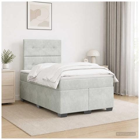 Letto box spring con materasso Grigio Chiaro 120 x 190 cm - Foto 2