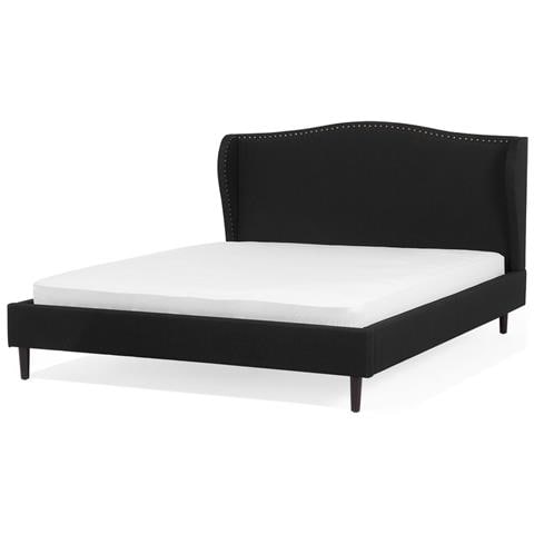 Letto Matrimoniale In Tessuto Nero 180 X 200 Cm Colmar - Foto 1