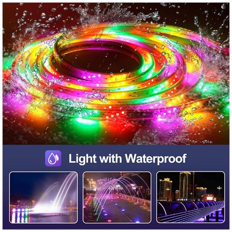 Stringa Di Luci Led Impermeabile Da 10 Metri Con 300 Led Rgb 5050 Colorati E Controller Bluetooth - Foto 10