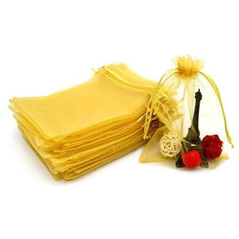 100pcs Grandi Sacchi Regalo Del Organza 13x18cm (5 X 7) Con Coulisse Sacchetti Festa Di Nozze Favore Sacchetti Dei Monili E Sacchetti Di Caramelle (oro)  - Foto 2