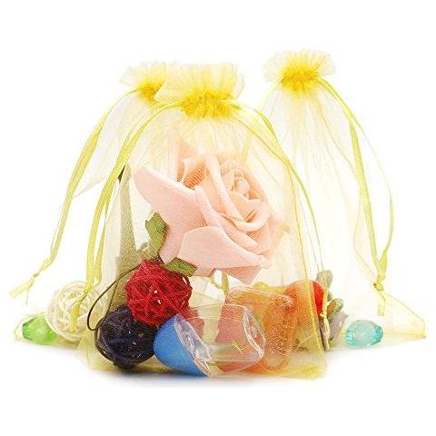 100pcs Grandi Sacchi Regalo Del Organza 13x18cm (5 X 7) Con Coulisse Sacchetti Festa Di Nozze Favore Sacchetti Dei Monili E Sacchetti Di Caramelle (oro)  - Foto 1