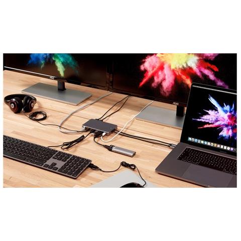 Usb-c Display Dock 2 4k 12 Port, 2x Hdmi, Mini-dp, Dp, Dvi, Vga, Eth. , 2x Usb 3.0, 2x Usb-c, Aluminium, Space Gray - Foto 3