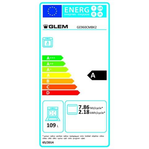 GLEM GAS Piano Cottura A Gas 109l 5 Fuochi Nero - Ge960cmbk2 RK8814