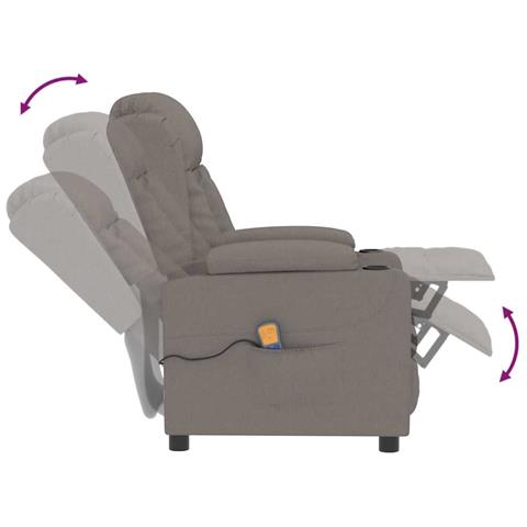 Poltrona Massaggiante Reclinabile Tortora In Tessuto - Foto 2